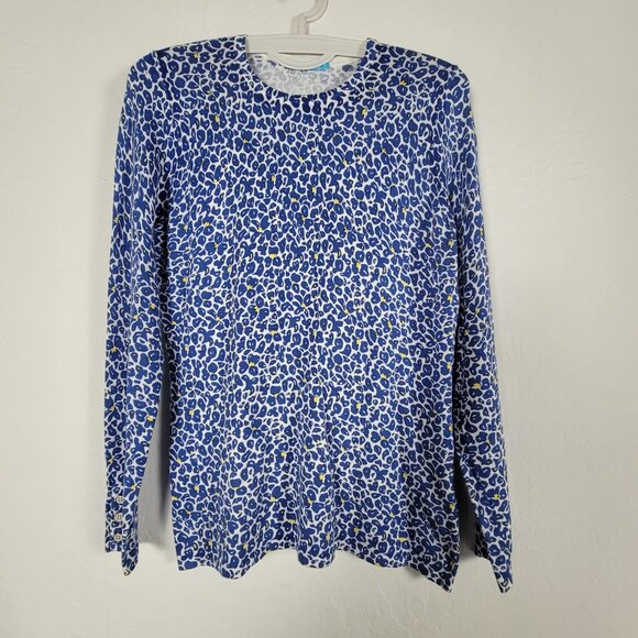 J. McLaughlin Womens Crew Neck Lenny Sweater Small Blue Floral Pullover Stretch - Picture 1 of 8
